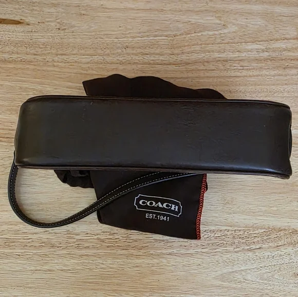 Vintage Coach Hampton Demi Baguette Brown Suede And Leather Shoulder Bag - Picture 7 of 16